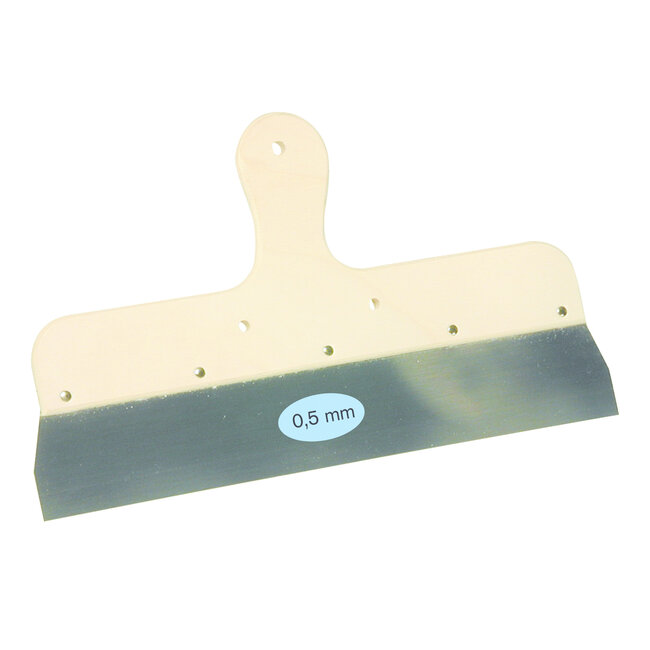 Spackmes 400 mm blauw veren staal houten greep