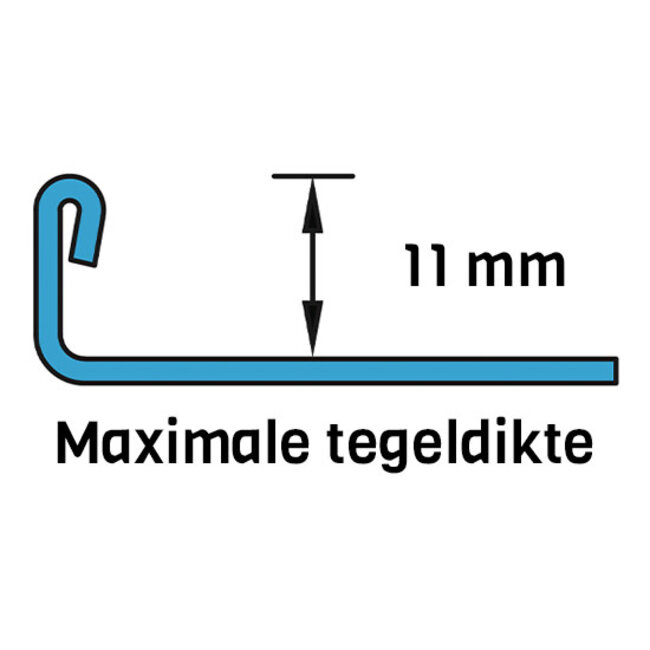 Tegelprofiel RVS recht Zwart Chrome 11 mm