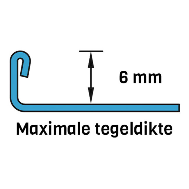 Tegelprofiel RVS recht geborsteld 6 mm