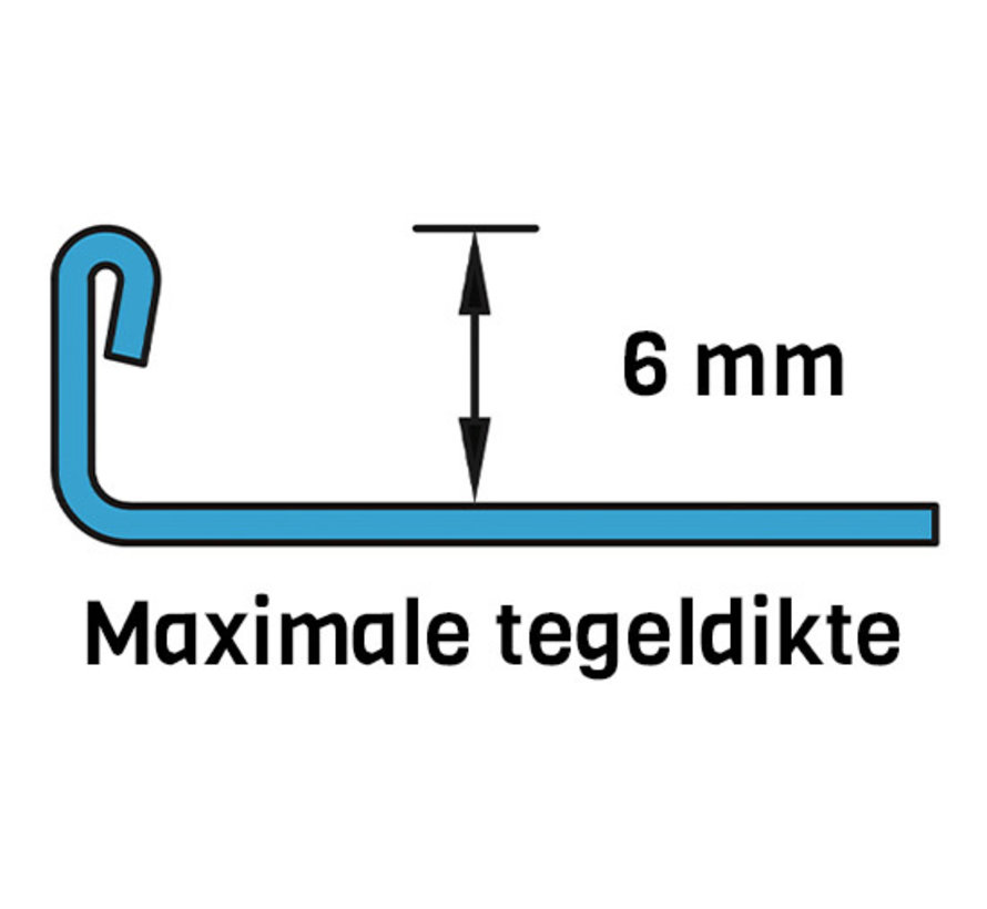 Tegelprofiel RVS recht geborsteld 6 mm