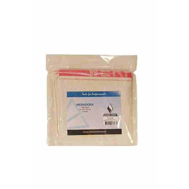 Werkdoek rode band ca.40x45cm 3 stuks