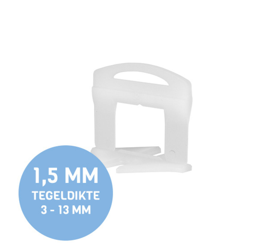 2400 Clips 1,5 mm Voor een tegeldikte van 3 - 13 mm