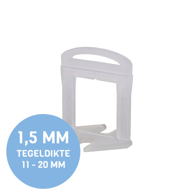 100 Clips 1,5 mm Voor een tegeldikte van 11 - 20 mm