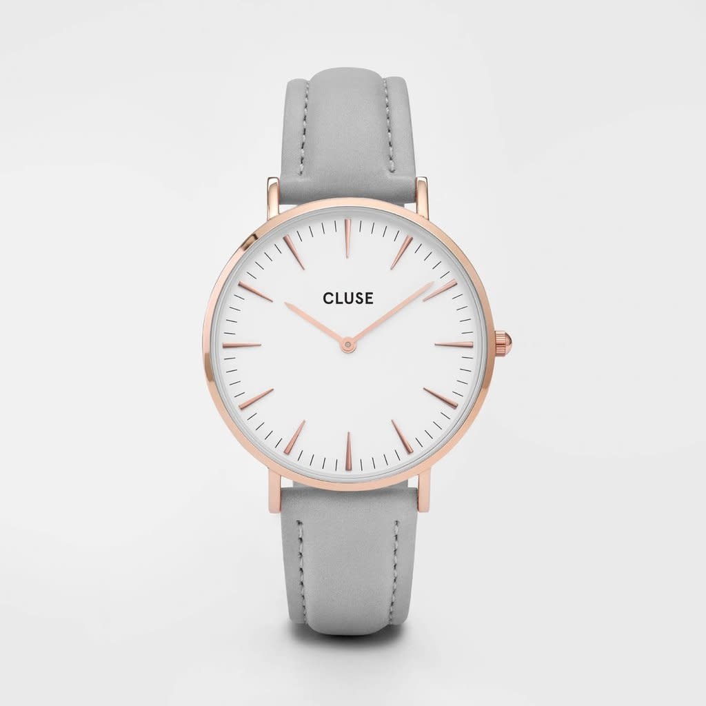 Cluse CL18015 Boho Chic Staal Roos - Grijs leder 38mm