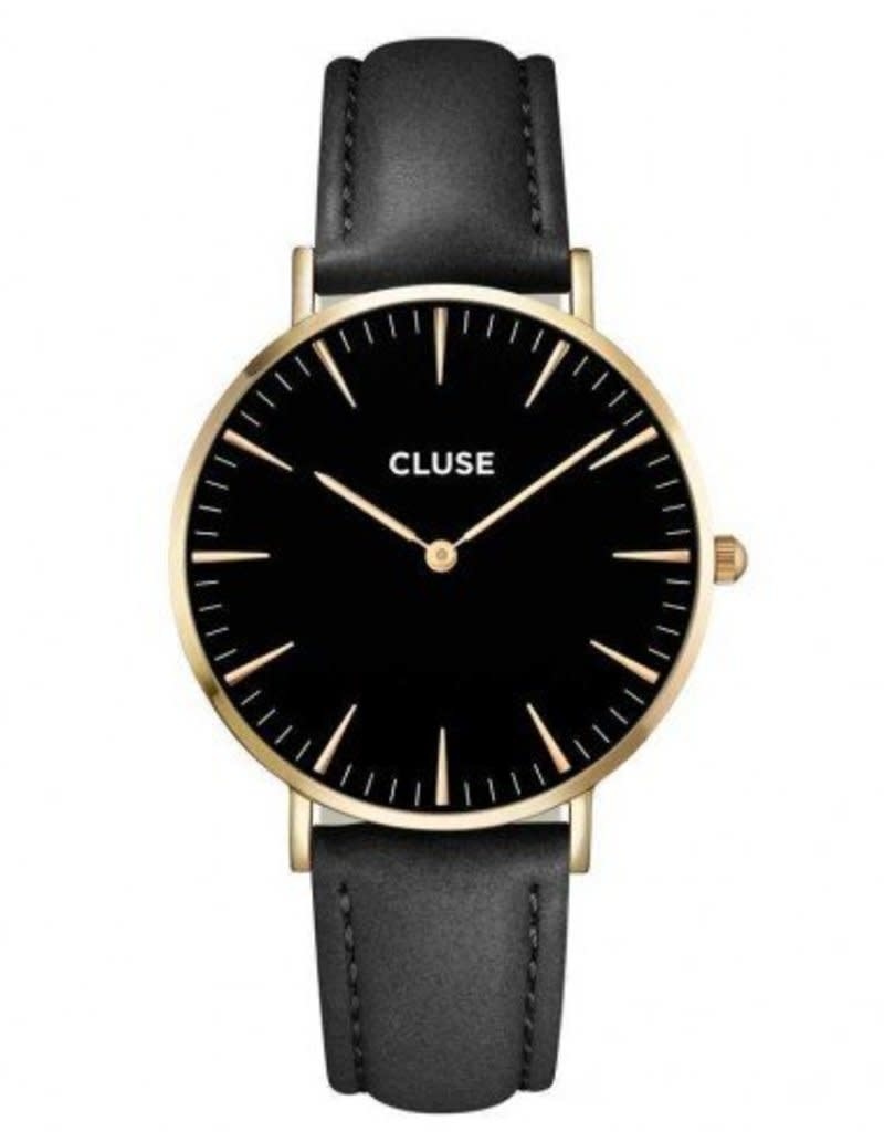 Cluse CL18401 Boho Chic Zwart/Goudkleurig Band Leder Zwart 38 mm