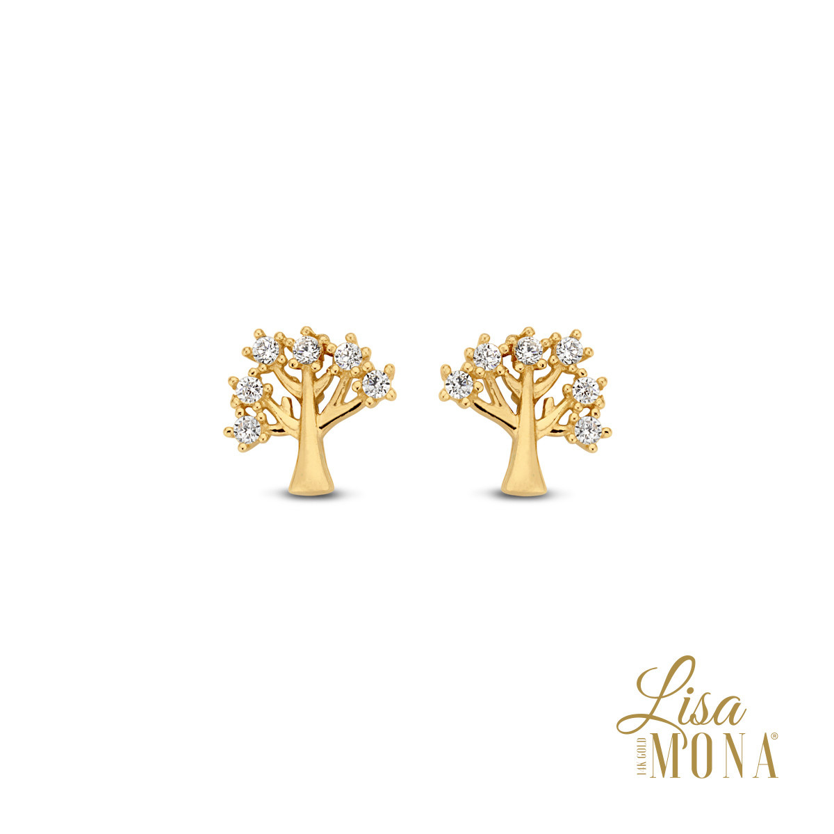 Oorbellen Lisa Mona Geel Goud 14kt LM/G0091 Levensboom