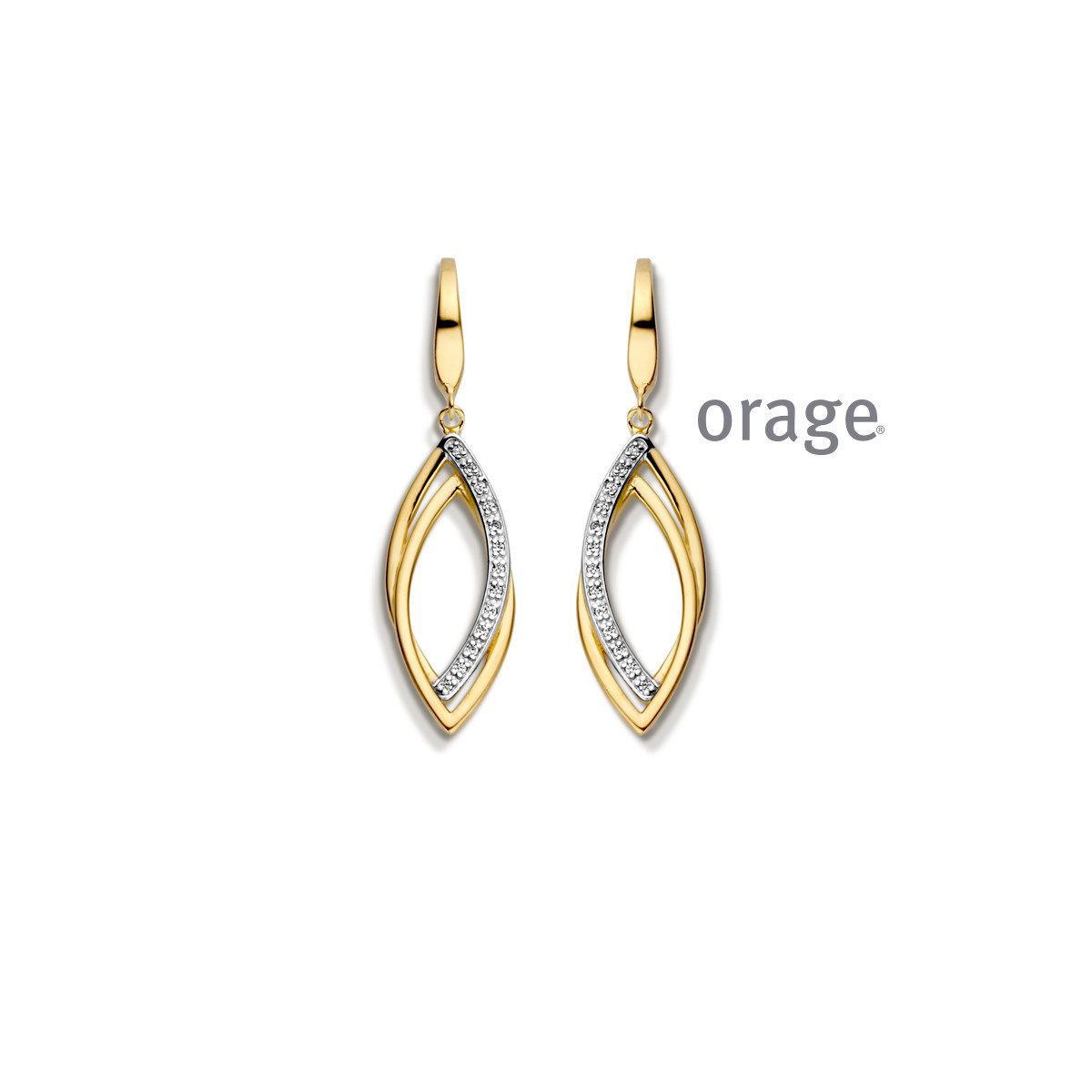 Oorbellen Orage AS412 Zilver Goudkleurig Zirkonia