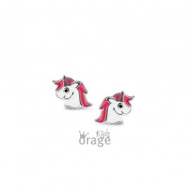 Oorbellen Orage Kids K2282 Eenhoorn Wit Roos Zilver