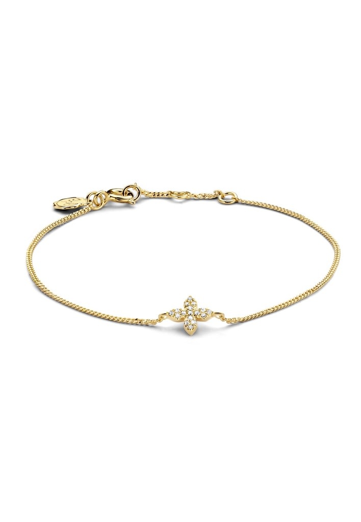 Little Flower Bracelet - Zilver Goudkleurig Briljant- 16 cm