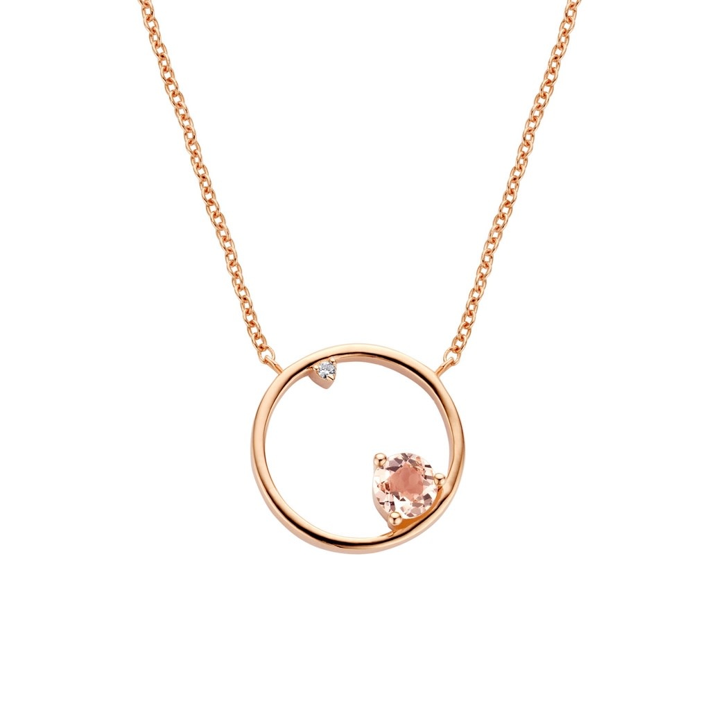 Magnetism Necklace - Zilver Rosé Briljant Roze Saffier - 40 cm
