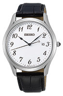 Seiko Heren Zwart Leer SUR303P1