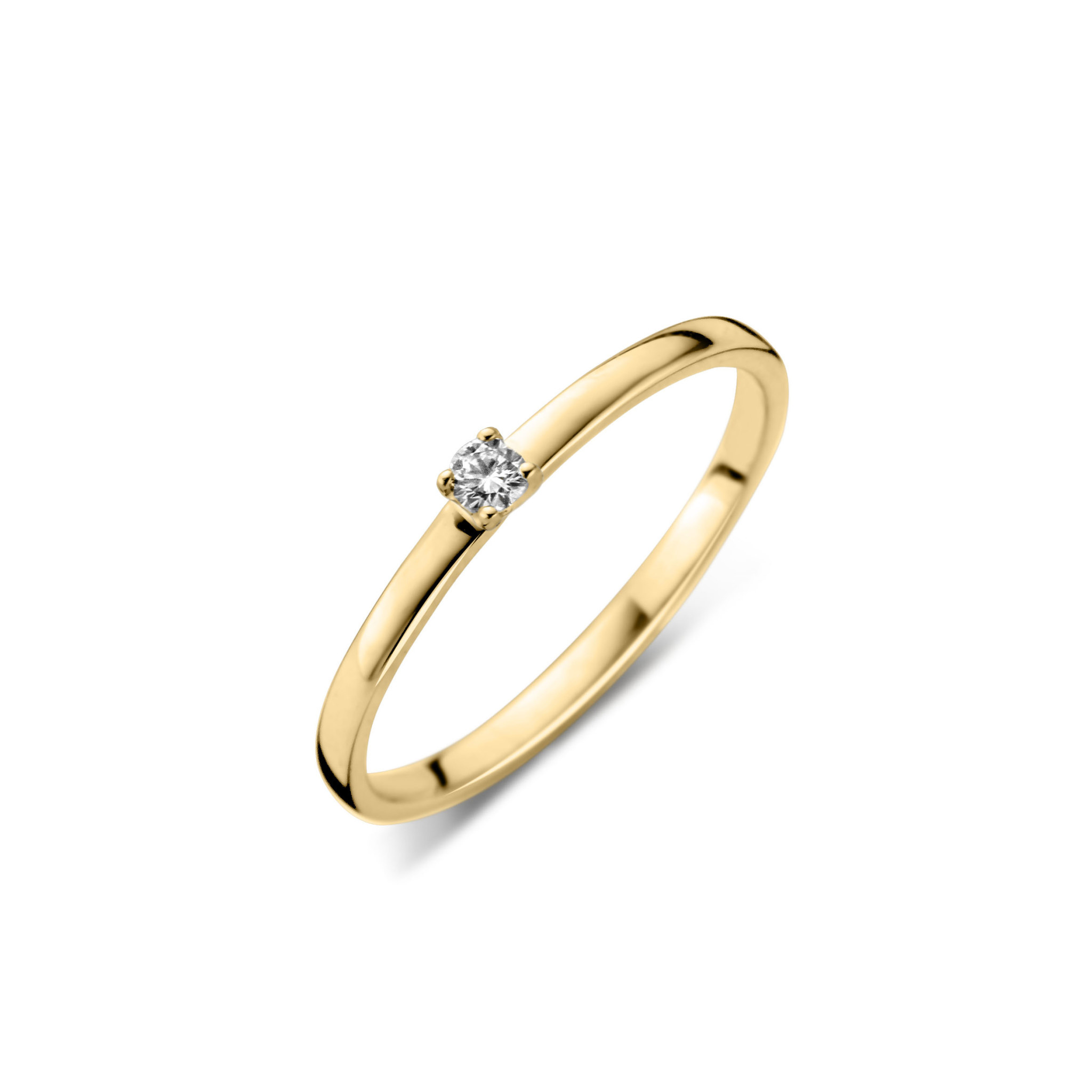 Ring geel goud solitair 0.08ct maat 52 sol nr438