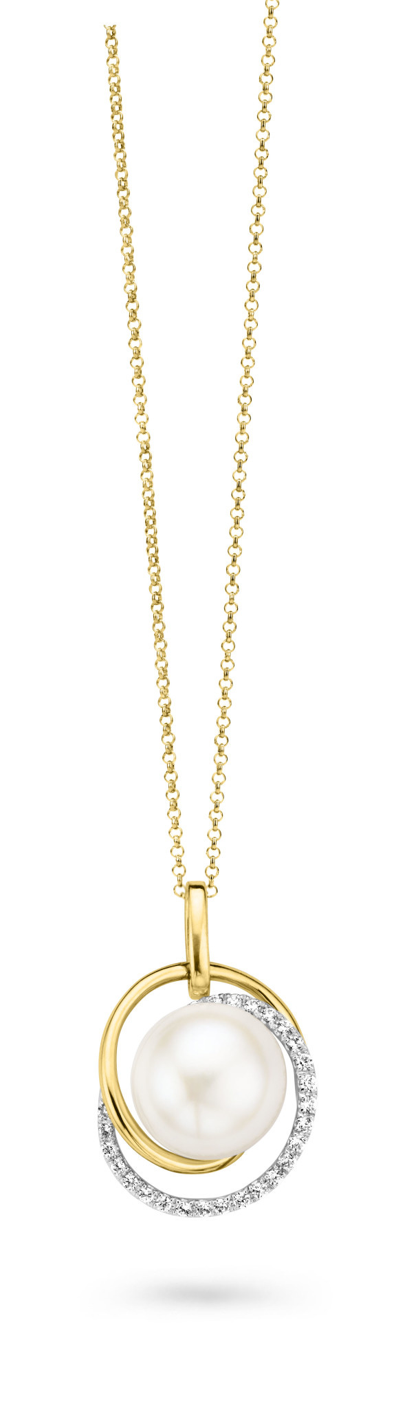 Hanger geel goud parel 0.14ct DN117