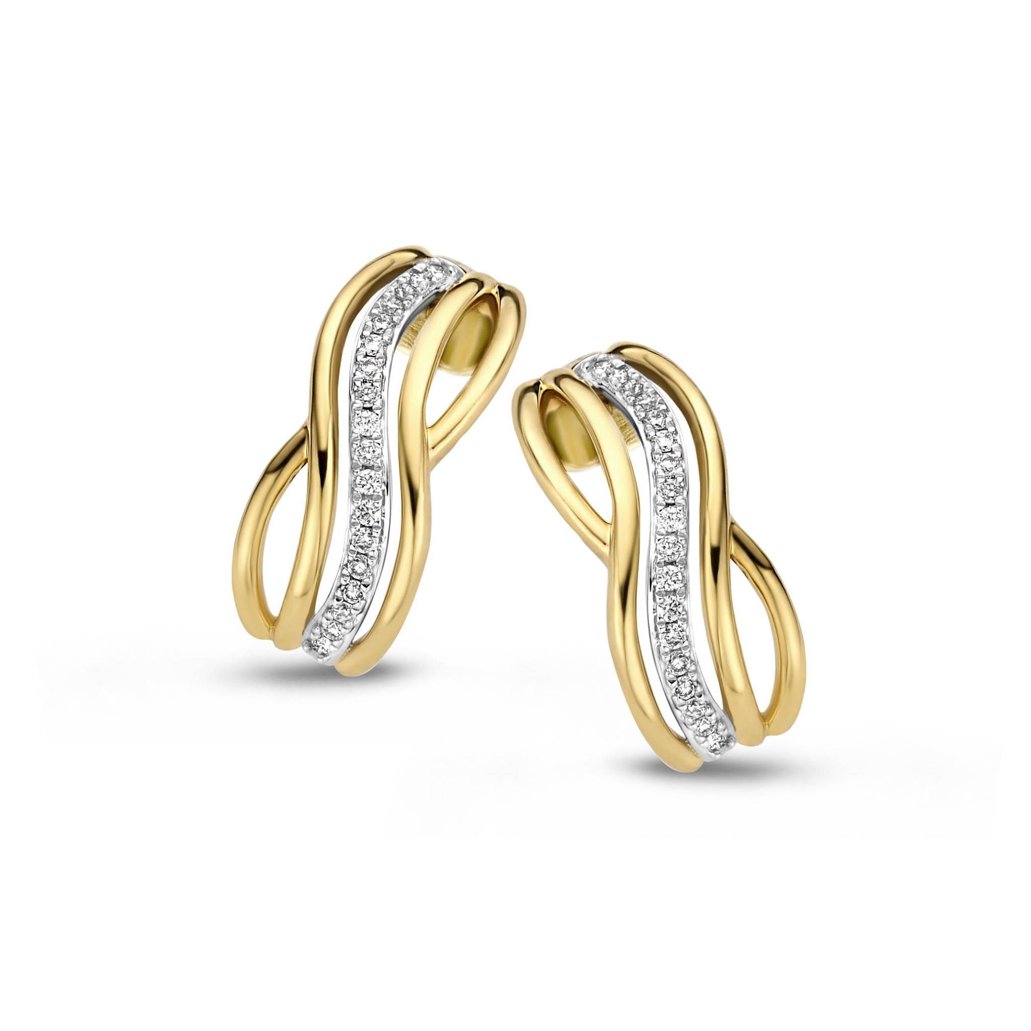 Oorbellen geel goud 0.09ct DN56