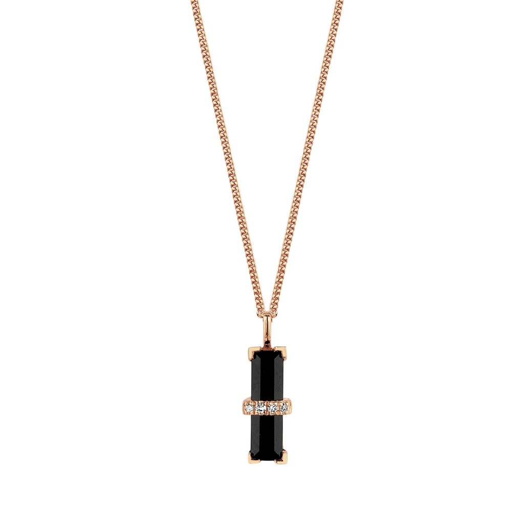 Dark Secret Necklace Black Onyx - 42-48 cm - Zilver Goudkleurig Briljant
