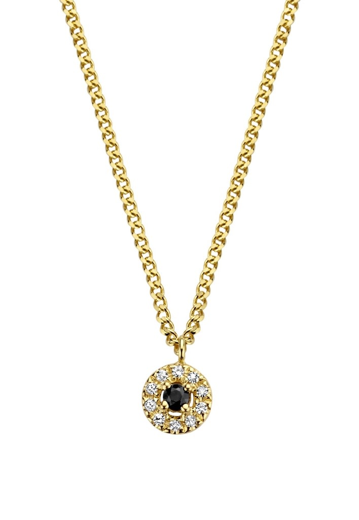 Black Halo Necklace - Zilver Goudkleurig Briljant