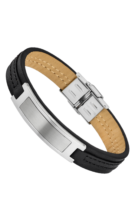Armband Lotus Zwart Leder LS1808/2/2