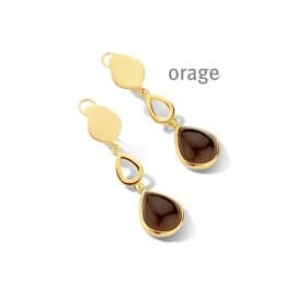 Oorbellen Orage AS146 Zilver Verguld Smokey cat eye