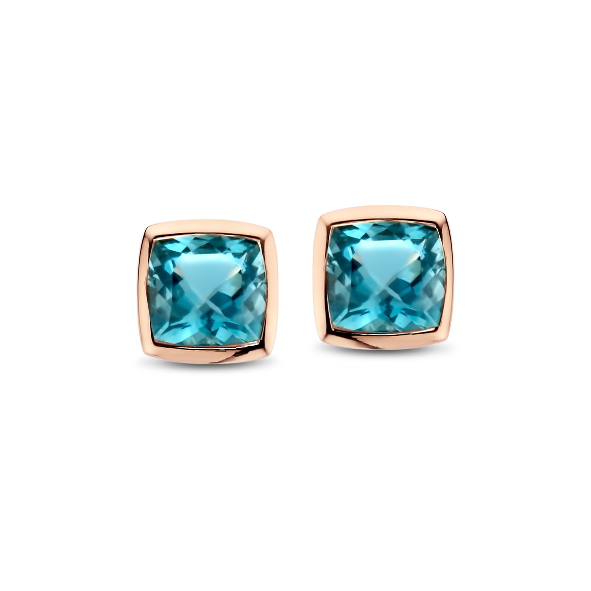 Oorstekers Roos Goud 18kt 063018/T1-D32 Topaas London Blue