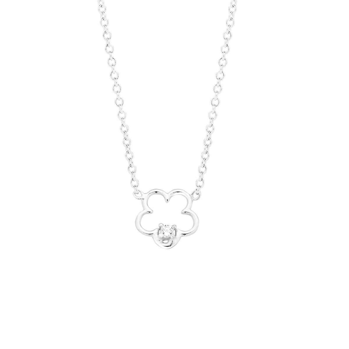 Halsketting Wit Goud 9kt Bloem PW099