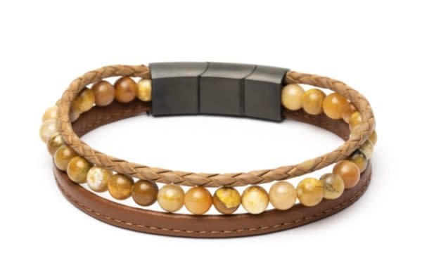 Armband Gemini TR6ML Jasper steen en Nappa leder