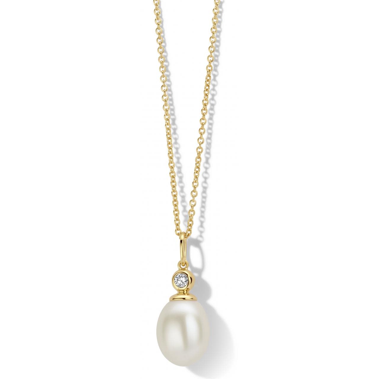 Halsketting 10942-45 Zilver Verguld Parel