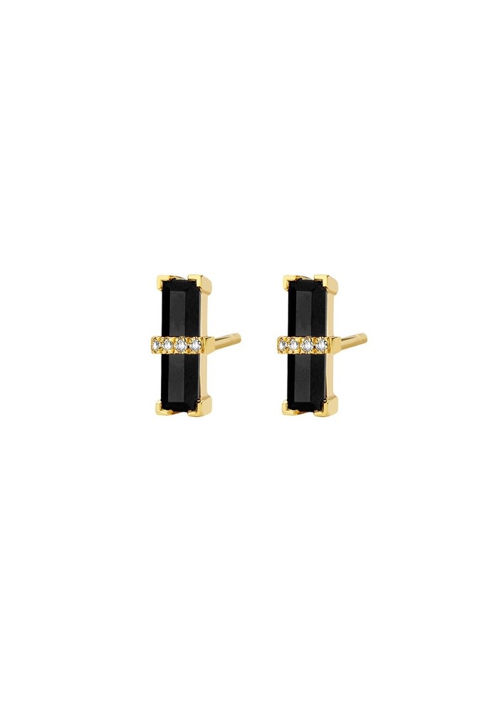Dark Secret Earrings Onyx- Zilver Verguld
