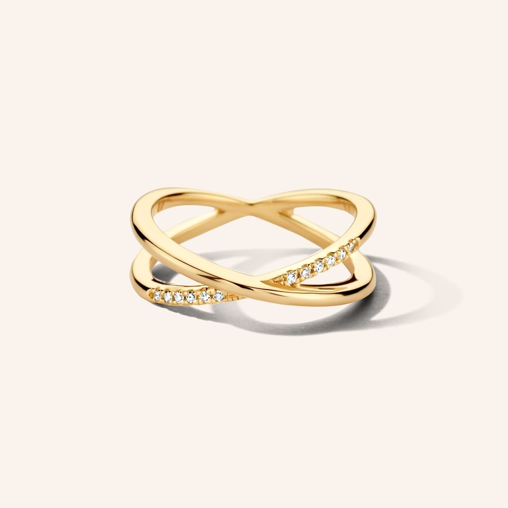 Crossover Ring - Zilver Verguld Briljant - 52