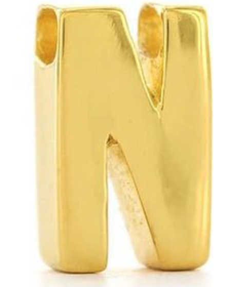 Hanger Letter N zilver goudkleurig