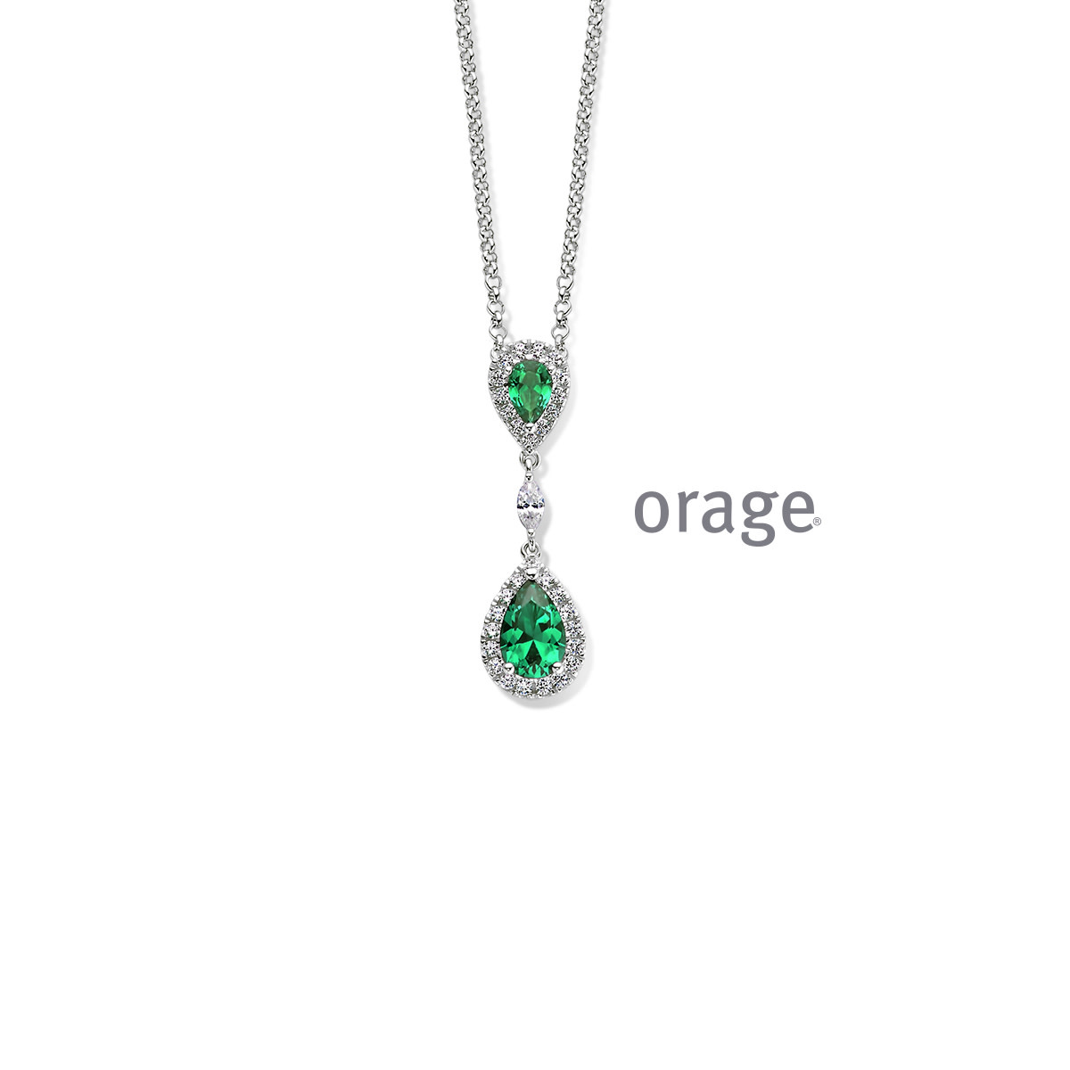Halsketting Orage AW023 Zilver Groen