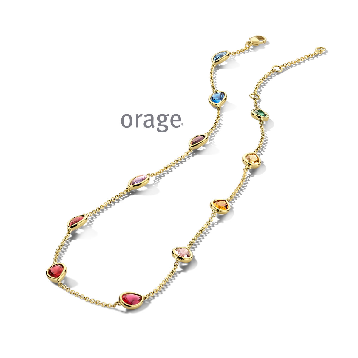 Halsketting Orage AW029 Zilver Verguld Multi color