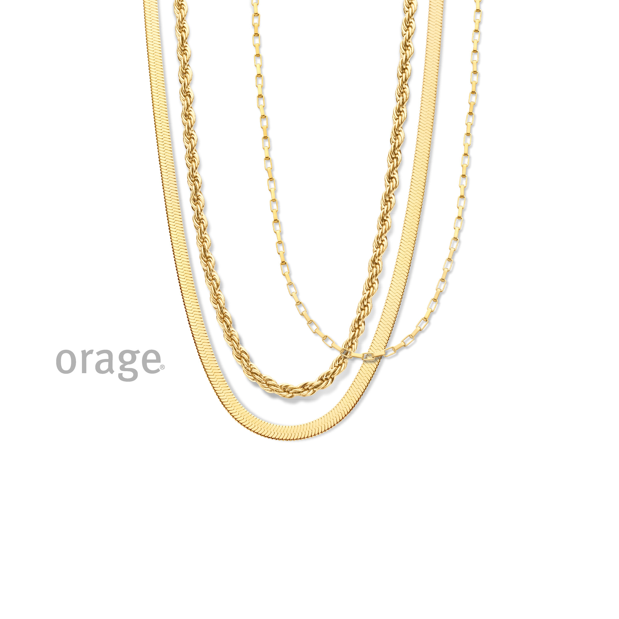 Halsketting Orage AW121 Staal Verguld 45+5 cm