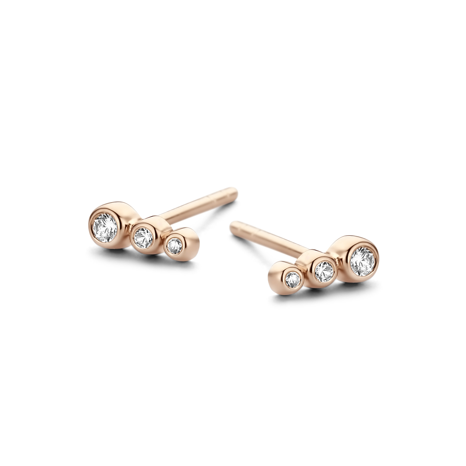 Oorbellen 41404 Cenit Stud Zilver Roos Verguld