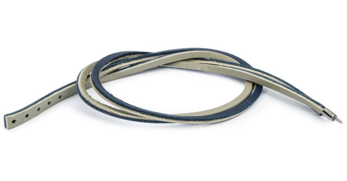 Trollbeads TLEBR-00035 Lederen armband donkerblauw/lichtgrijs 41 cm