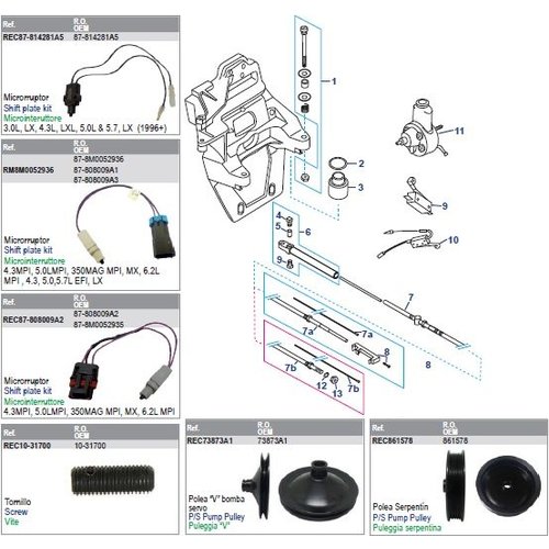 Transom Plate, Shift Cable & Pump Assembly Power Steering