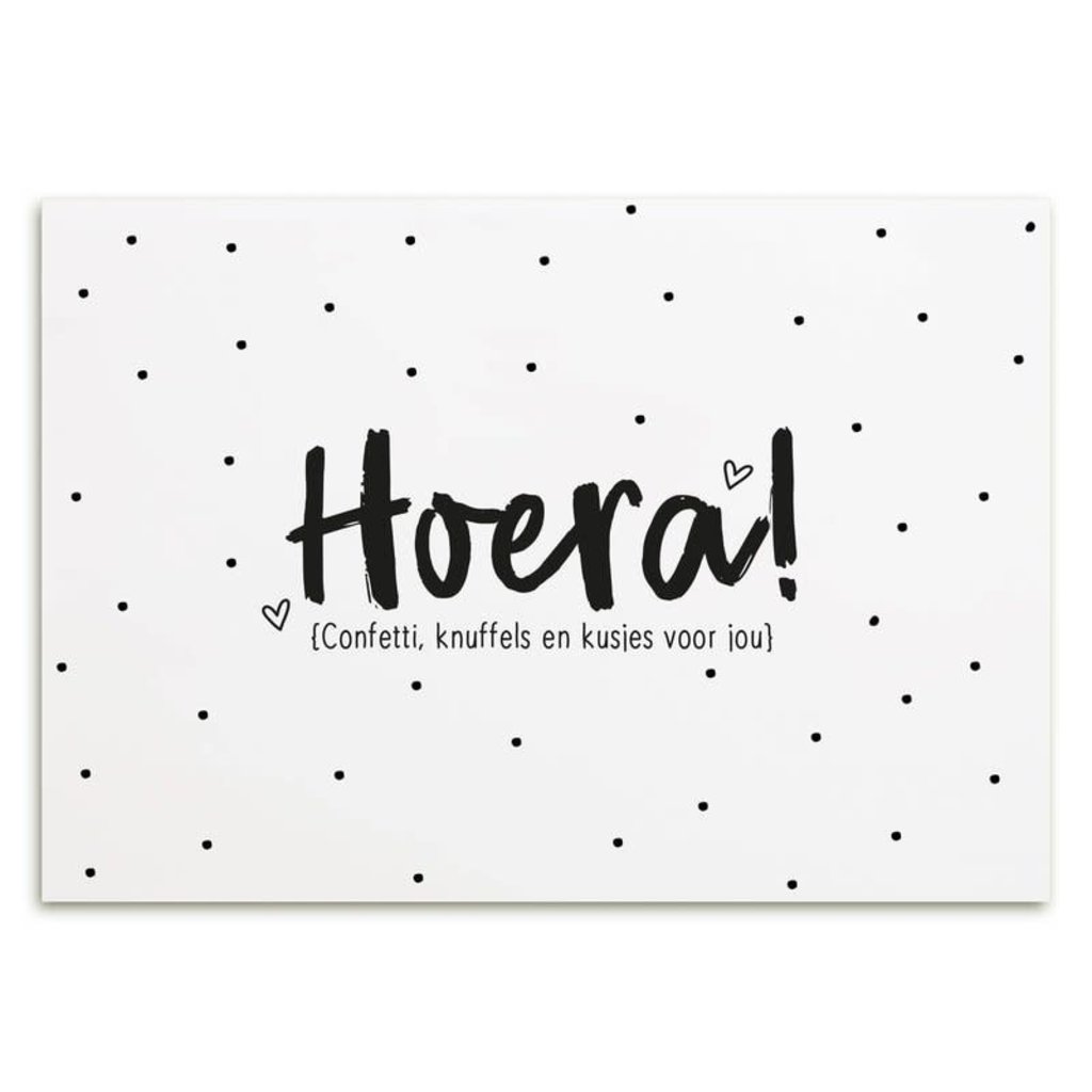 Zoedt Zoedt: kaart a6 - Hoera confetti, knuffels en kusjes voor jou