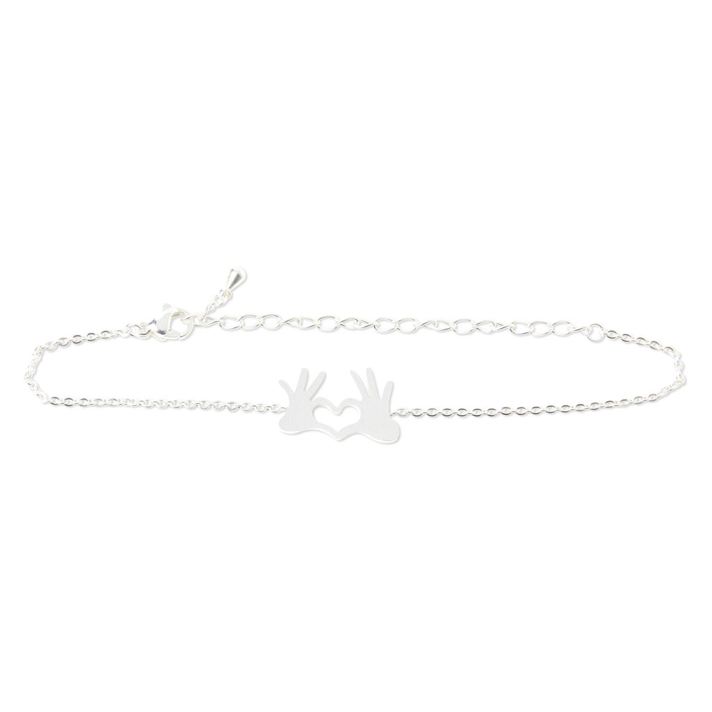 Birambi Birambi: armbandje - HEART HAND zilver