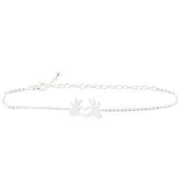 Birambi Birambi: armbandje - HEART HAND zilver