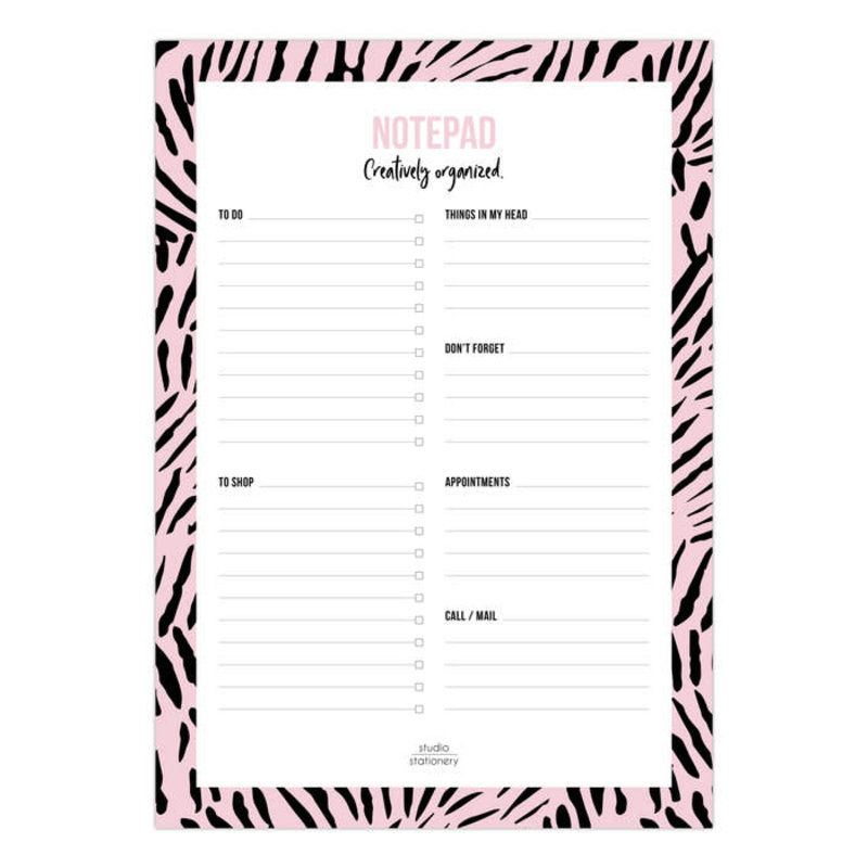 Studio stationery Studio stationery A5 Notepad Creatively Organized Pink leaves