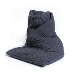 Janneke's  warmtesjaal Janneke's warmtesjaal wafelstof antraciet | biologisch lijnzaad