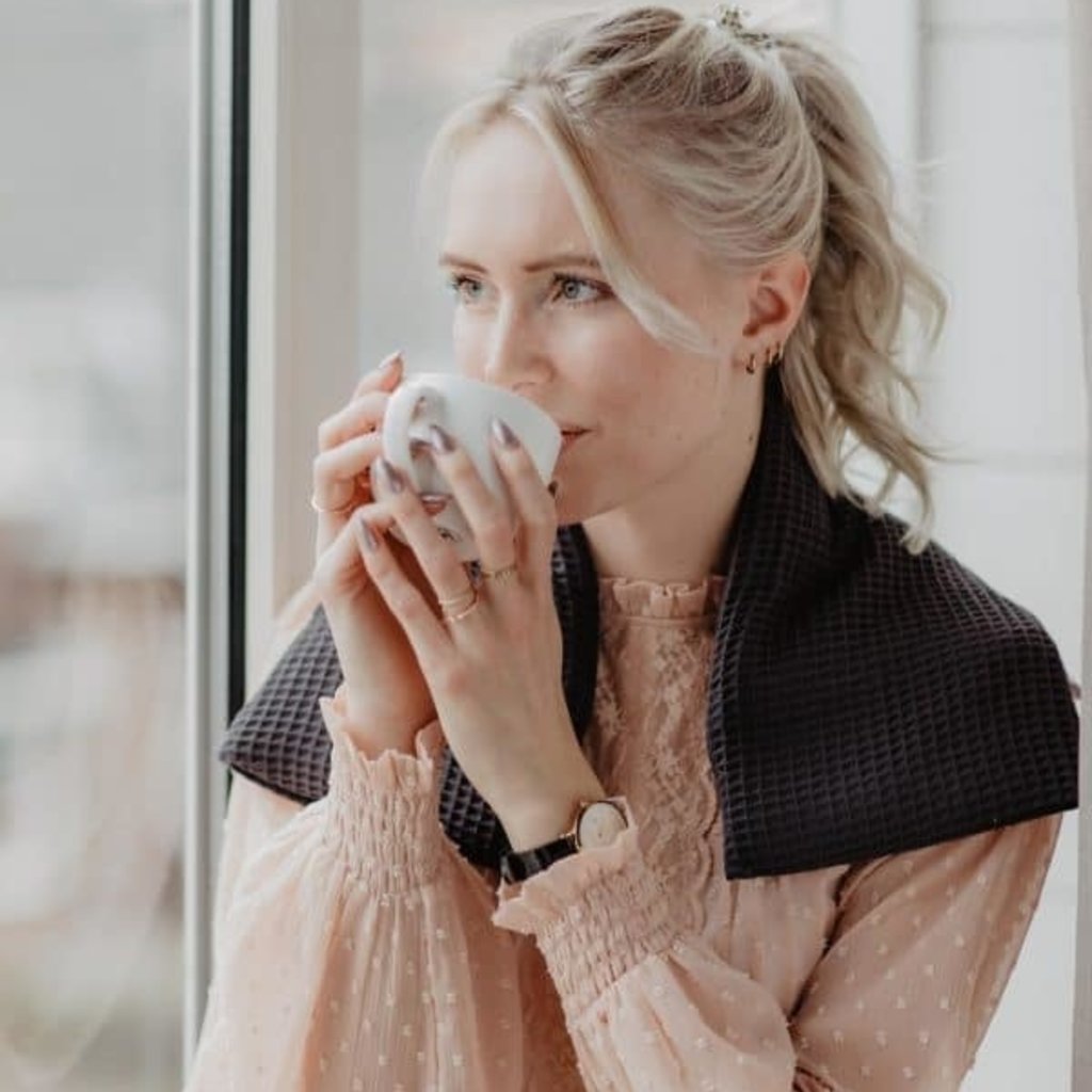 Janneke's  warmtesjaal Janneke's warmtesjaal wafelstof antraciet | biologisch lijnzaad