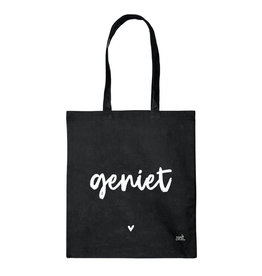 Zoedt Zoedt: Zwarte katoenen tas met tekst 'Geniet'