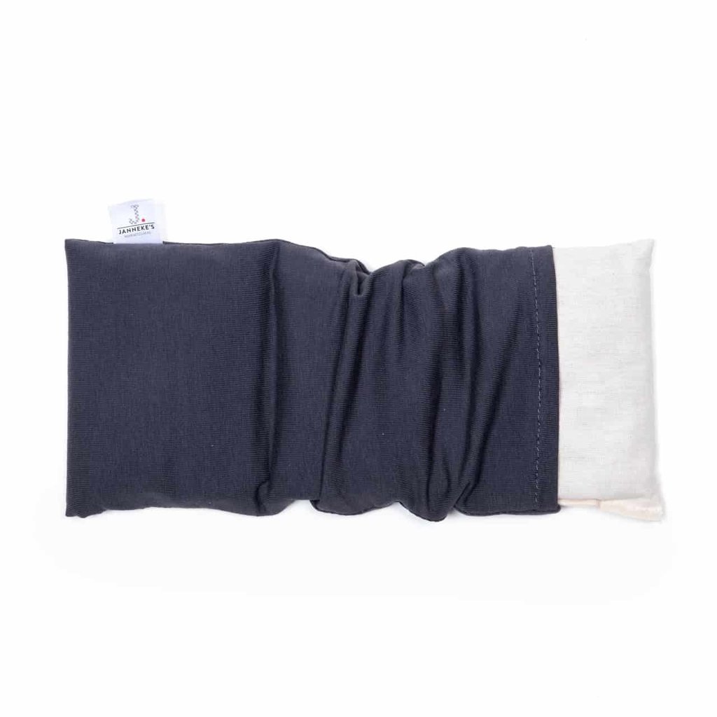 Janneke's  warmtesjaal Jannekes warmtesjaal jersey grijs| biologisch lijnzaad | oogkussen 25×13 cm