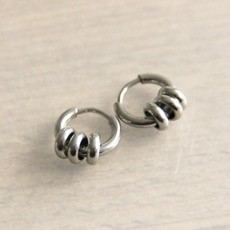 Bazou Bazou: Stainless steel creoles with 3 rings - silver