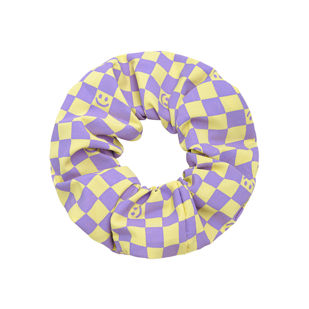 Yehwang Yehwang: Scrunchie geruite smiley - paars/geel