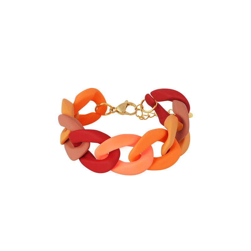 Yehwang Yehwang: Armband acryl gelinkt - rood oranje tinten