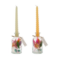 Meergroothandel Wild Flowers: Droogbloemen Brightness Vase Pastel Twist Candle (wit)