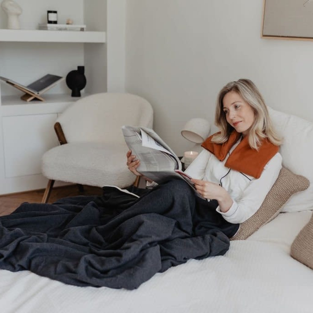 Janneke's warmtesjaal: fijne wafelstof cognac