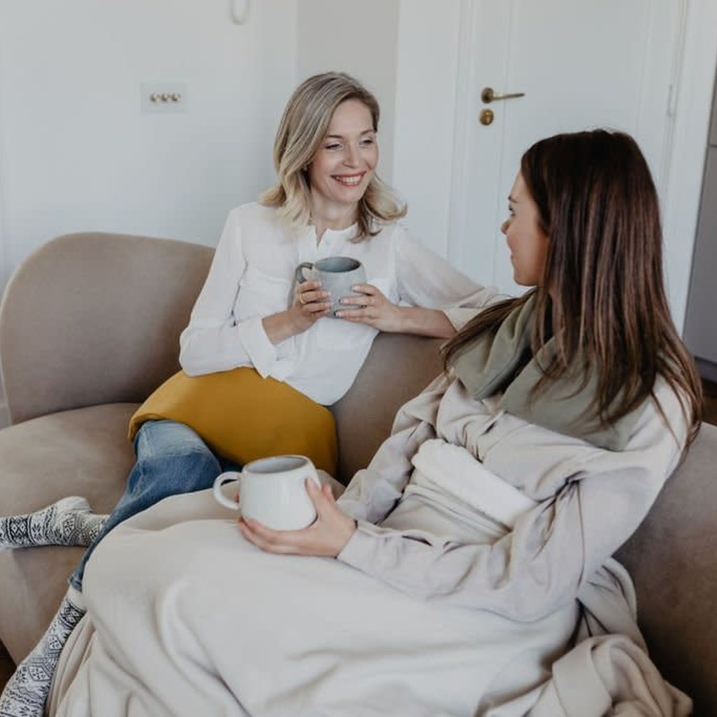 Janneke's  warmtesjaal Jannekes warmtesjaal: Fijne wafelstof olijfgroen