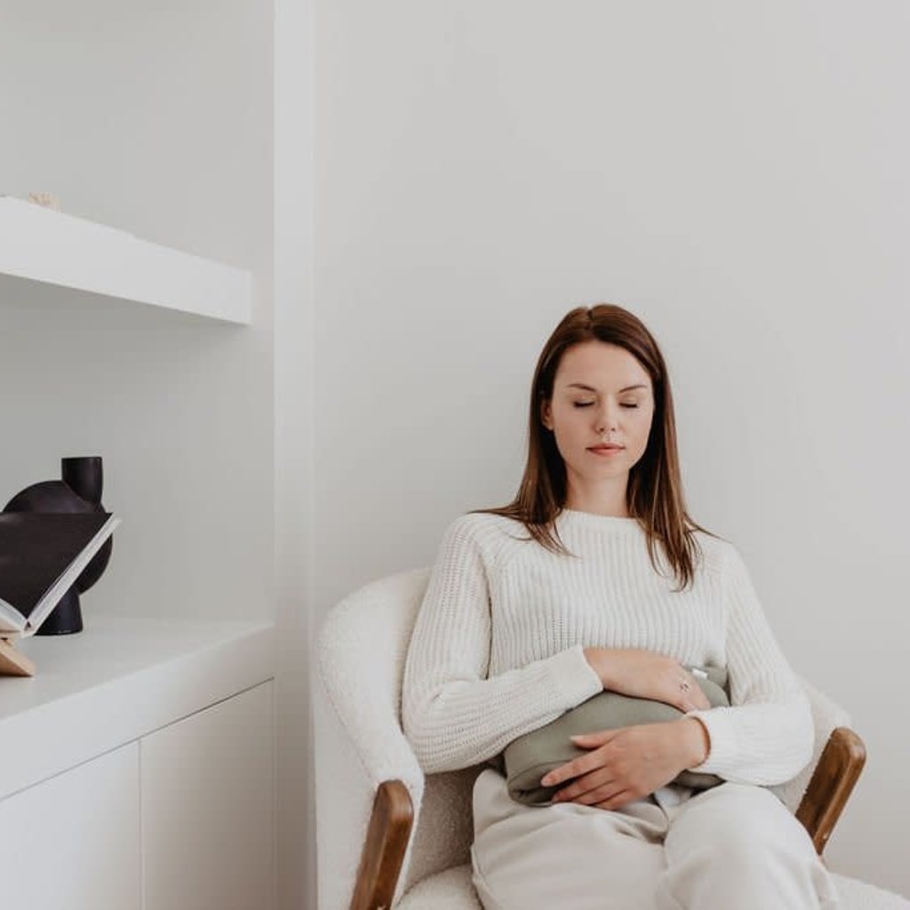 Janneke's  warmtesjaal Jannekes warmtesjaal: Fijne wafelstof olijfgroen